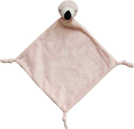 Pluche dieren setje roze flamingo knuffel rammelaar van 15 cm en tutteldoekje 40 cm van Funnies. — afbeelding 5