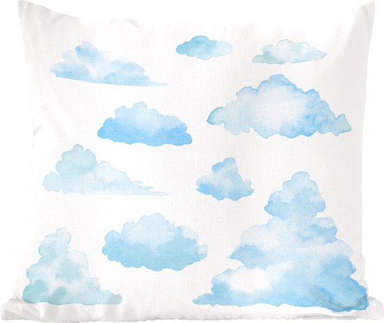 Sierkussens - Kussen - Met waterverf geïllustreerde wolken - 50x50 cm - Kussen van katoen