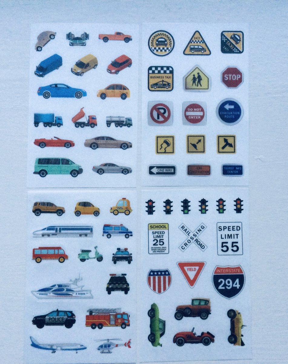 washi stickers - 4 vellen - vervoer en verkeersborden - past bij washi ...