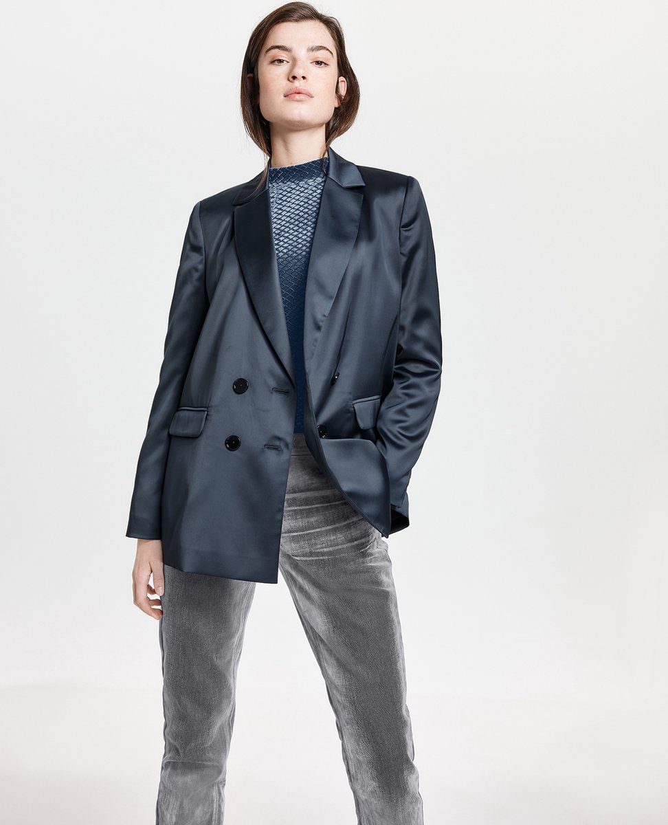 TAIFUN Dames Casual satijnen blazer Obsidian-46