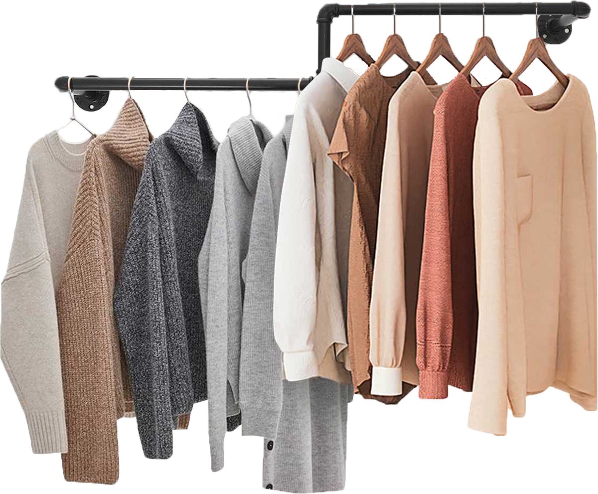 RSR Hangers Tringle à vêtements industrielle - Support mural - Hauteur : 200 cm x profondeur
