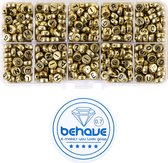 Set de perles Behave Letter - Or avec lettres noires - Acryl - Perles - Perles alphabet - 7 mm - 624 pièces