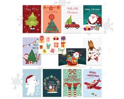 Giftmas Kerstkaarten - Wenskaarten - 36 Stuks - Met Enveloppen en Stickers - Nieuwjaarskaarten - 10x15cm