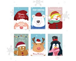 Giftmas Kerstkaarten - Wenskaarten - 36 Stuks - Met Enveloppen en Stickers - 10x15cm