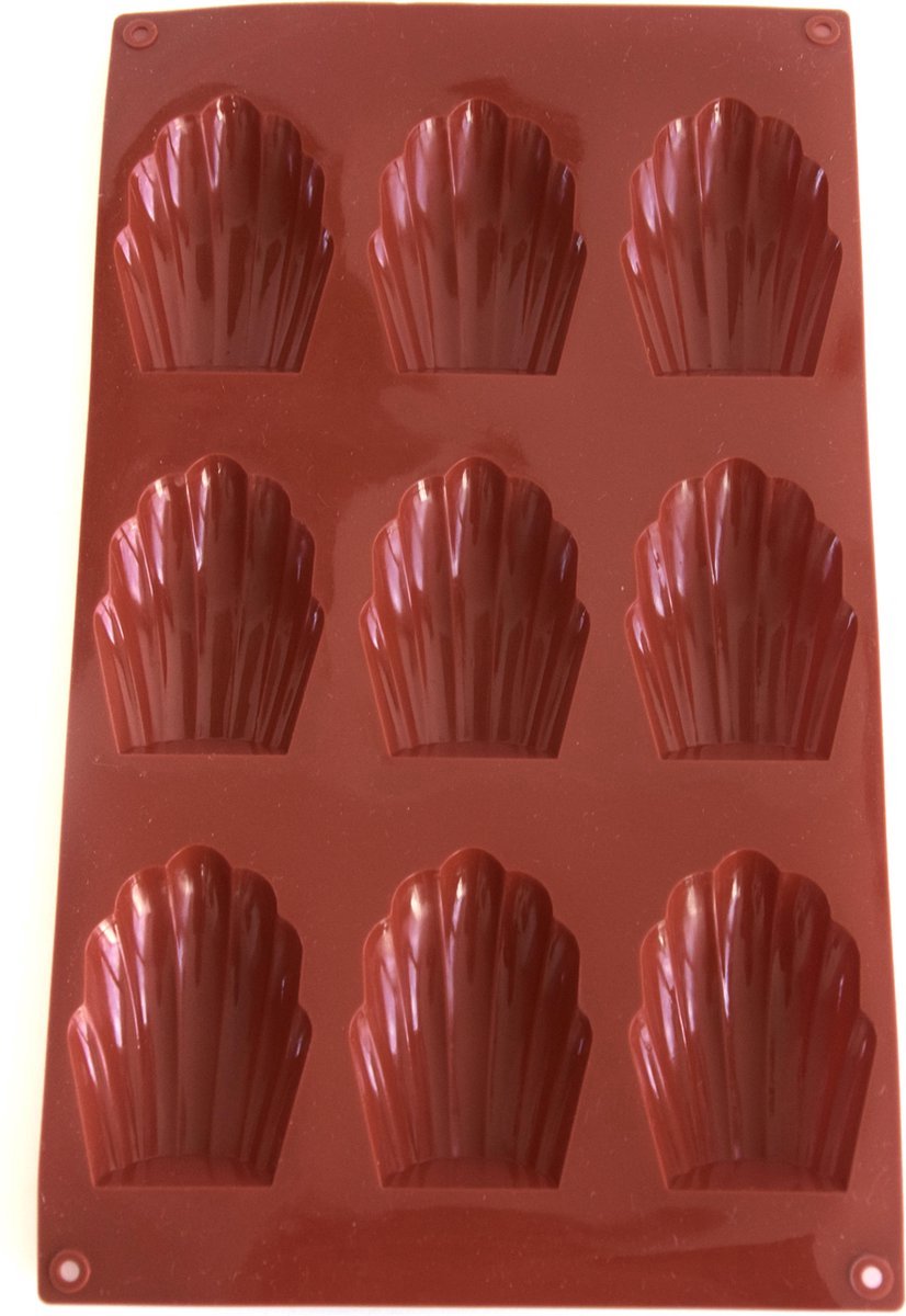 Knaak Madeleine Bakvorm - Siliconen Roodbruin - Voor 9 Madeleine Cakejes - Flexibele Bakplaat – foto 3