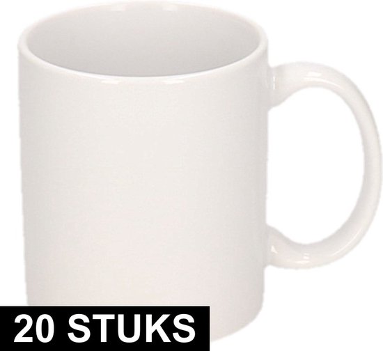 20x Onbedrukte witte mokken 300 ml - blanco koffiemok | bol.com