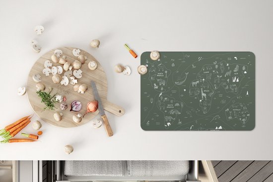 Set de table - Carte - Monde - Enfants - Vert - 45x30 cm - 6 pièces