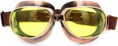 Pothelm Vintage Vliegeniersbril Koper - Retro Motorbril Motorbril Heren - Geel Glas