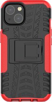 Peachy Shockproof TPU met stevig hoesje voor iPhone 13 - rood en zwart