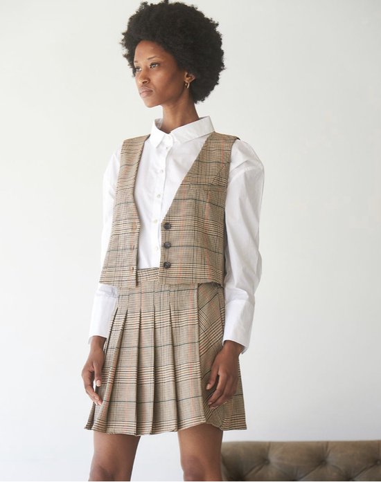 Happy Cherry Korte plooirok voor meisjes, schoolmeisje, geruite rok, rekbaar, hoogte taille, A-lijn, rok, gevouwen minirok met broek eronder, blauw plaid, 100/110 cm Happy Cherry Korte plooirok voor meisjes, schoolmeisje, geruite rok, rekbaar, hoogte taille, A-lijn, rok, gevouwen minirok met broek eronder, blauw plaid, 100/110 cm