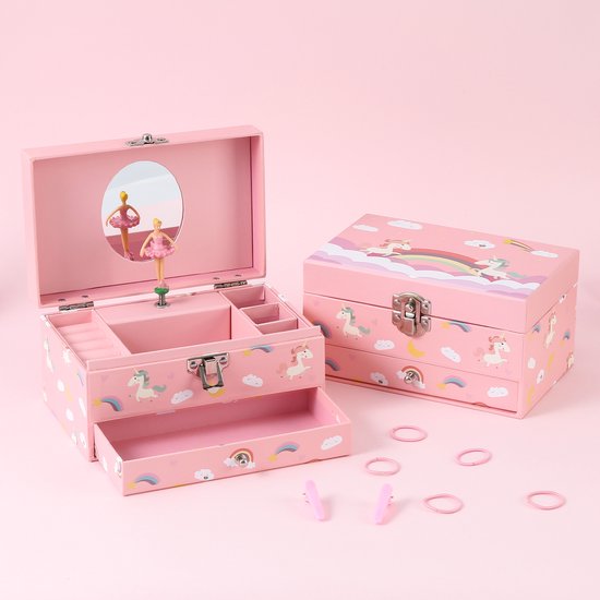 Behave Sieradendoos Meisjes - Muziekdoos - Juwelenkistje - Juwelendoos - Ballerina - Met Muziek - Sieradendoosje - Kinderen - Zonder Batterij - Roze van Behave — afbeelding 5