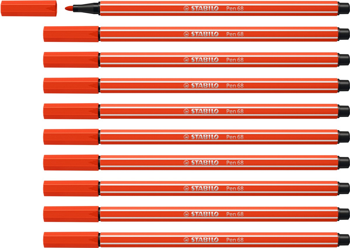 STABILO Pen 68 - Premium Viltstift - Lichtrood - Doos 10 stuks