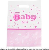 10 Uitdeelzakjes Baby Girl Pink 16,5 x 25 cm - Cellofaan Plastic Traktatie Kado Zakjes - Snoepzakjes - Koekzakjes - Koekje - Cookie - Geboorte - Meisje - Roze