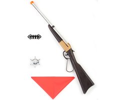 Accessoireset cowboy 4-delig (Geweer, Kogels, Bandana, Sheriffster)