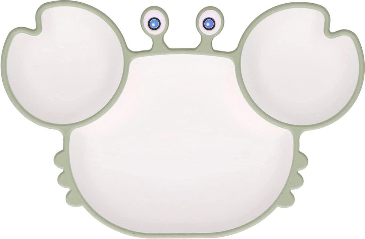 Goedkoopste Siliconen Baby Bord met Zuignap | Onbreekbaar Bordje met Vakken | Eetbord Kinderbord geschikt voor Peuters en Kleuters - Groen