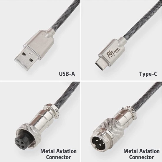 Royal Kludge Coiled Cable - USB-C Kabel - Mechanisch Toetsenbord Kabel -  1.8 Meter -... | bol.com
