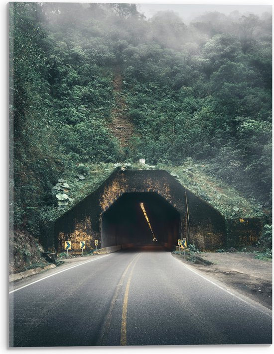 WallClassics - Acrylglas - Weg richting Tunnel in Berg - 30x40 cm Foto op Acrylglas (Met Ophangsysteem)