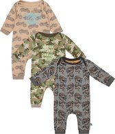 Charlie Choe - 3pack - Boxpakjes - slaappakjes - Bruin met motoren - Groen Bruin camo - Grijs met draken - Maat 56