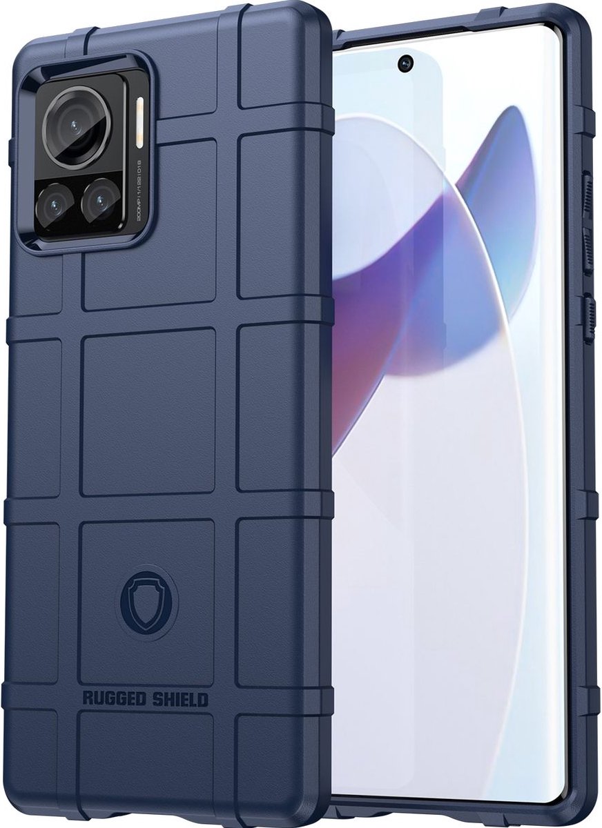 Mobigear Hoesje geschikt voor Motorola Edge 30 Ultra Telefoonhoesje Flexibel TPU | Mobigear Rugged Shield Backcover Shockproof | Schokbestendig Edge 30 Ultra Telefoonhoesje | Anti Shock Proof - Blauw