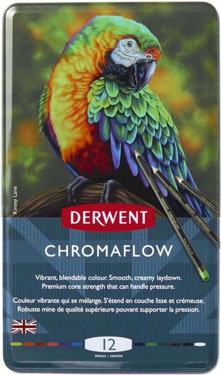 Derwent Chromaflow Kleurpotloden - 12 Potloden in Blik