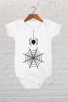 Hospitrix Baby Rompertje met Print Halloween Spin | 86 maat | 12-18 maanden |  Korte Mouw | Cadeau voor Zwangerschap | Bekendmaking | Aankondiging | Halloween kostuum Baby