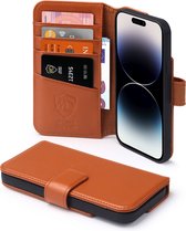 iPhone 14 Pro Hoesje - Luxe MobyDefend Wallet Bookcase - Lichtbruin - GSM Hoesje - Telefoonhoesje Geschikt Voor iPhone 14 Pro