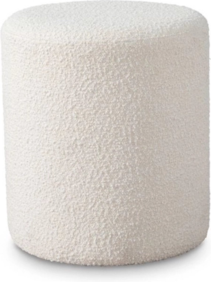 Alfred poef beige bouclé stof stalen poten