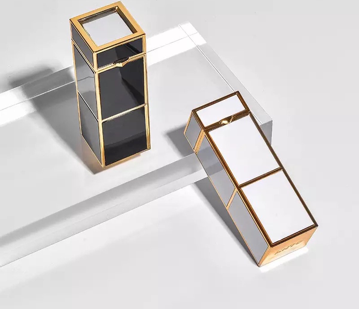 Lens stick case | wit | lenzen bakje inclusief spiegel, bakje, pincet en applicator