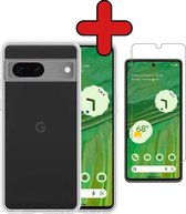 Hoesje Geschikt voor Google Pixel 7 Hoesje Siliconen Case Hoes Met Screenprotector - Hoes Geschikt voor Google Pixel 7 Hoes Cover Case - Transparant