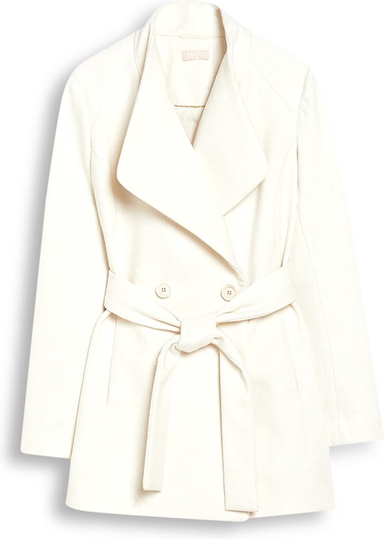 LIUJO korte mantel jas met koord in taille room Wit Maat : XS (40) | bol.com
