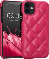 kwmobile hard case voor telefoon - Telefoonhoesje geschikt voor Apple iPhone 11 - Van kunststof bekleed met kunstleer - neon roze