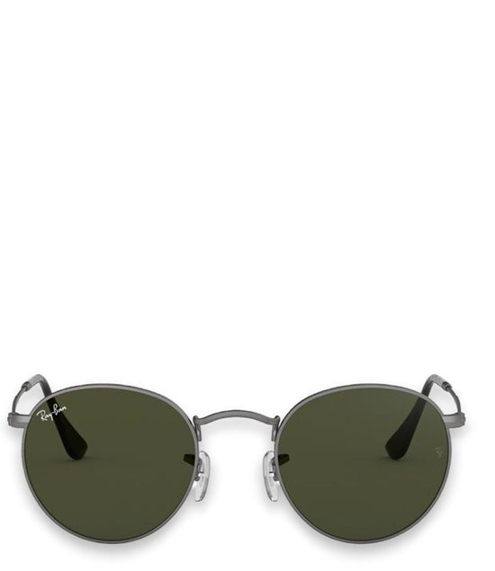 dividend woede maïs Ray-Ban RayBan Round Metal zonnebril - staalgrijs montuur met groene  klassieke G-15... | bol.com