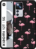 Xiaomi 12T / 12T Pro Hoesje Zwart Flamingo - Designed by Cazy