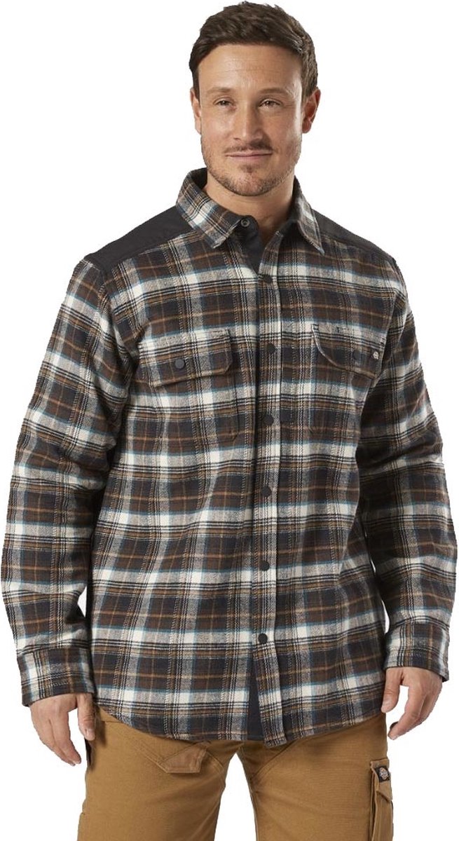 Dickies Heavy Flannel Brown Plaid Shirt Heren