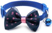 Bijoux by Ive - Blauw poezen / katten halsbandje met strikje en belletje