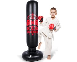 foto van Befitco - Opblaasbare bokszak - Staande boksbal op voet - Bokspaal voor volwassenen en kinderen
