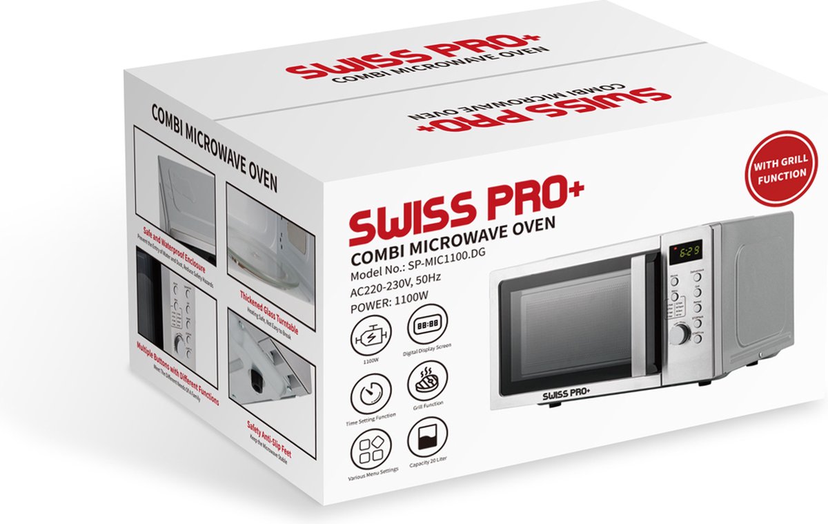 Swiss Pro+ Micro-ondes combiné avec fonction gril numérique 20 litres sur  pied en... | bol.com