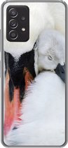 Geschikt voor Samsung Galaxy A53 5G hoesje - Close-up van zwaan met jong - Siliconen Telefoonhoesje