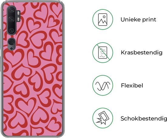 Xiaomi Mi Note 10 - Une illustration de fond d'écran avec des coeurs rouges - Coque en Siliconen pour téléphone