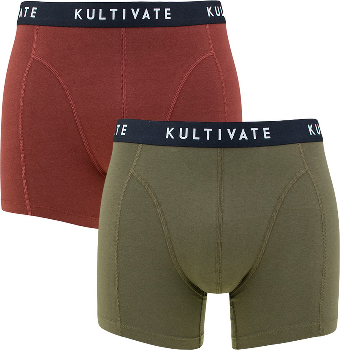 Kultivate 2P boxers basic groen & rood - XL