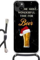 Geschikt voorApple Iphone 14 Plus - Crossbody Case - It's the most wonderful time for beer - Kerst - Quotes - Bier - Spreuken - Siliconen - Crossbody - Backcover met Koord - Telefoonhoesje met koord - Hoesje met touw