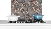 Spatscherm keuken 60x40 cm - Kookplaat achterwand Marmer - Rose - Grijs - Patronen - Muurbeschermer - Spatwand fornuis - Hoogwaardig aluminium - Keuken decoratie aanrecht
