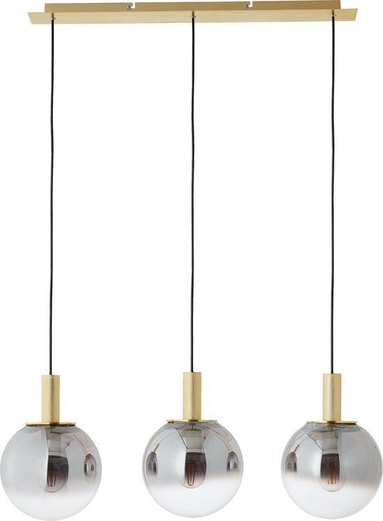 Brilliant Gould hanglamp 3-vlams goud/rookglas, glas/metaal, 3x A60, E27, 52 W