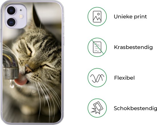 Coque iPhone 11 - Chat - Robinet - Boire - Siliconen