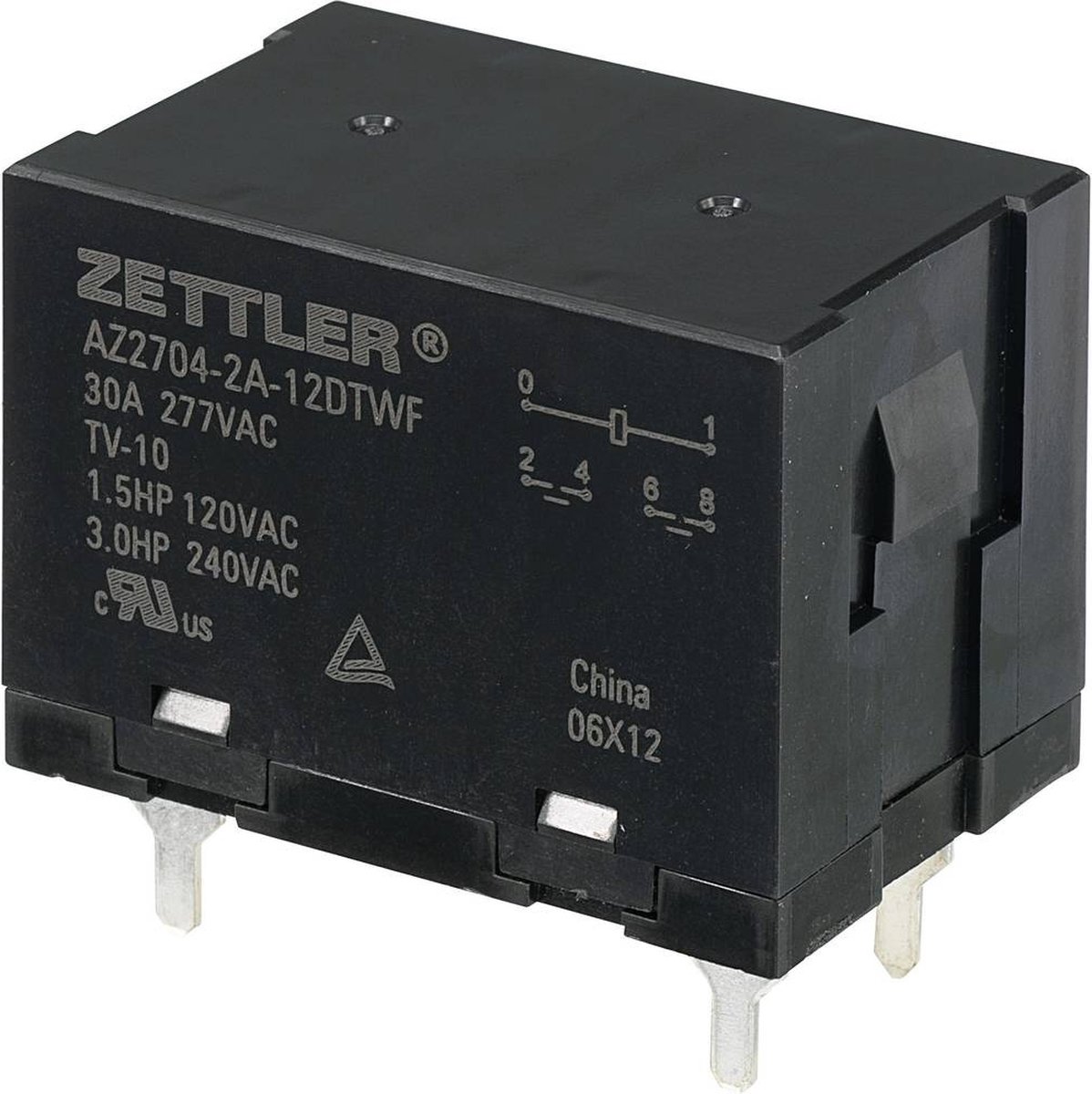 Zettler Electronics AZ2704-2A-12DTWF Printrelais 12 V/DC 30 A 2x NO 1 stuk(s)