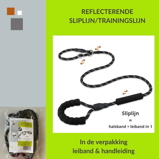 Sterke 1,2 m lange riem met comfortabele gevoerde handgreep, sterke reflecterende naden van de trainingslijn voor veiligheid 's nachts, geschikt voor alle hondenmaten (zwart