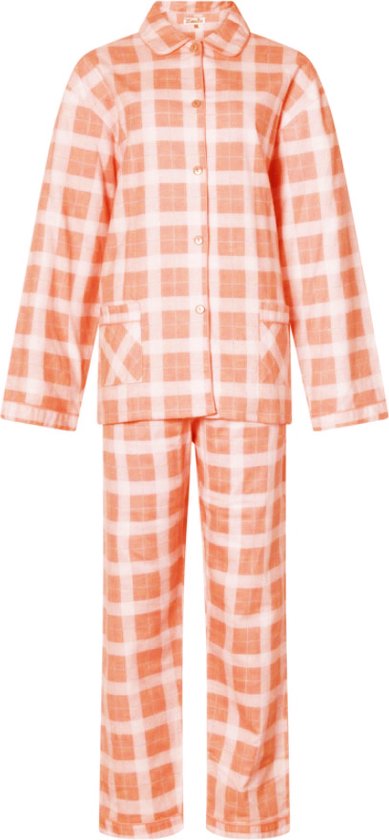 Lunatex flanel dames pyjama -Ruit - Peach - L