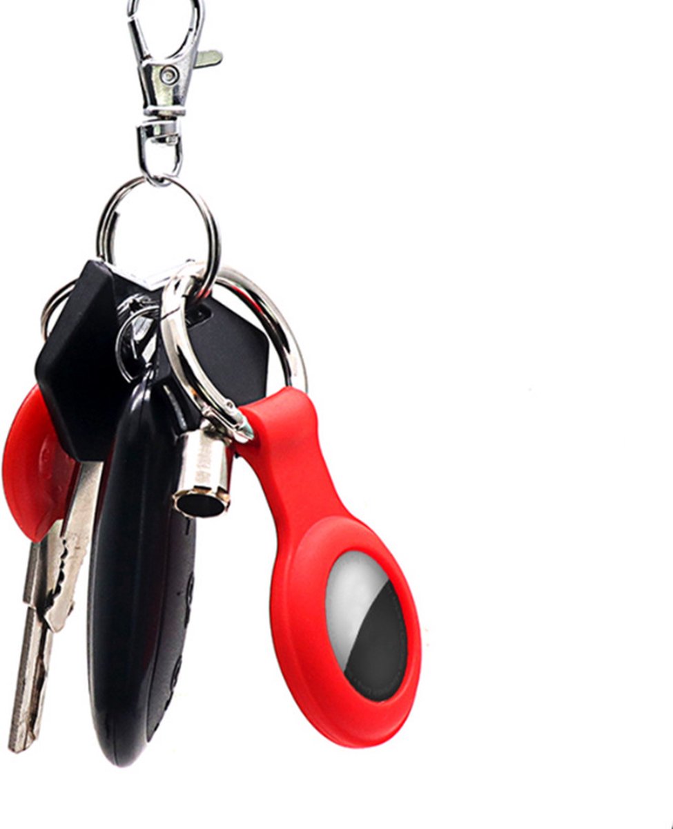 Geschikt voor Apple Airtag Sleutelhanger - Airtag Beschermhoesje - geschikt voor Apple Airtag hoes - Siliconen Airtag hoesje - Airtag-sleutelhanger - Airtag Hanger - Airtag Case - Airtags Case- rood