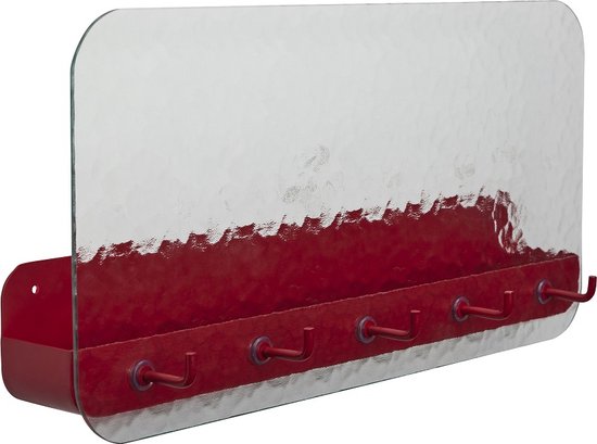 HÜBSCH INTERIOR - SHACK porte-manteau en métal rouge mat avec 5 crochets - 60x13xh39cm