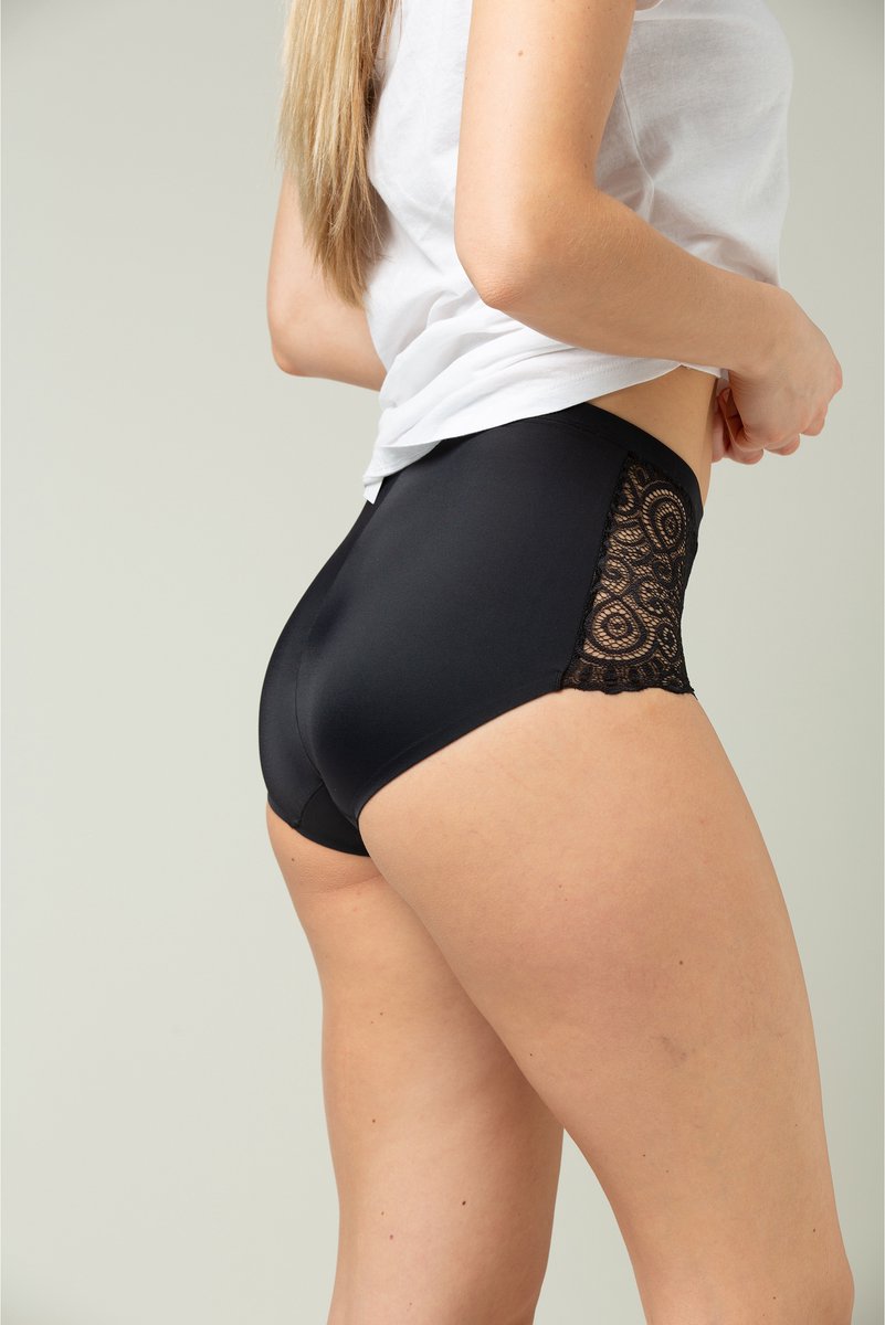 INSUA - Shapewear Dames - Corrigerend ondergoed - Slip met Kant - Zwart - M - 2 stuks/verpakking